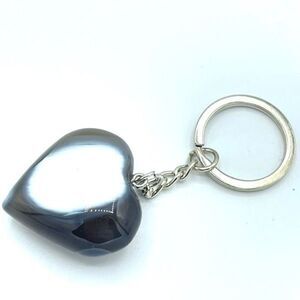 Orca agate heart keychain key ring pendant chain NEW hand crafted
